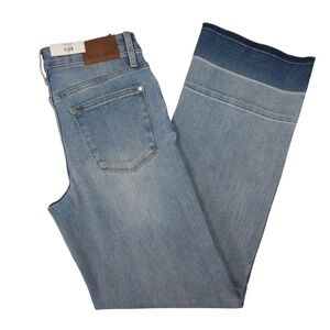 Judy Blue Wide Leg Jeans Light Wash Ombre Hem Mid Rise Stretch Denim Size 1/25